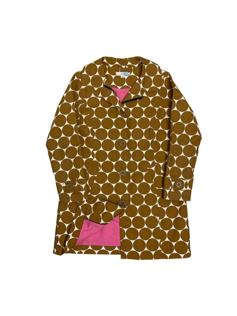 BODEN Polka Dot Long trench Designer Casual Jacket Coat Womens 10